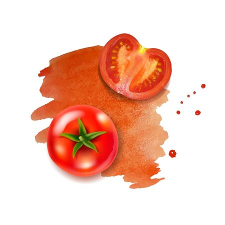 Fresh Tomatoes, Gradient Mesh, Vector Illustrationのイラスト素材
