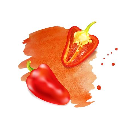 Red Pepper Gradient Mesh, Vector Illustration.のイラスト素材