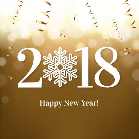 2018 New Year Postcard With Gradient Mesh, Vector Illustrationのイラスト素材