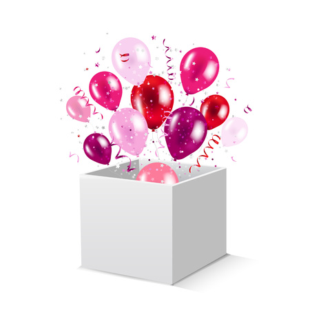 Box And Balloons With Gradient Mesh, Vector Illustrationのイラスト素材