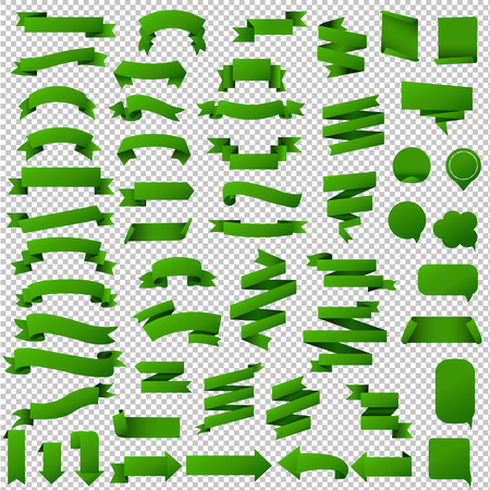 Green Web Ribbon Set, Vector Illustrationのイラスト素材