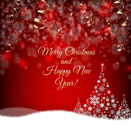 Xmas Postcard Fir Tree Border With Gradient Mesh, Vector Illustrationのイラスト素材