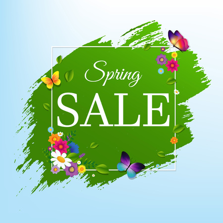 Sale Banner With Flower With Gradient Mesh, Vector Illustrationのイラスト素材