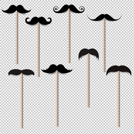 Mustache Big Collection In Transparent Background With Gradient Mesh, Vector Illustrationのイラスト素材
