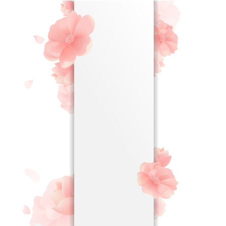 Border With Flowers And White Background With Gradient Mesh, Vector Illustrationのイラスト素材