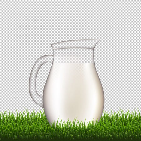 Jug With Grass Border Transparent Background With Gradient Mesh, Vector Illustrationのイラスト素材