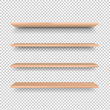 Emply Wooden Shelf Isolated Transparent Background, Vector Illustrationのイラスト素材