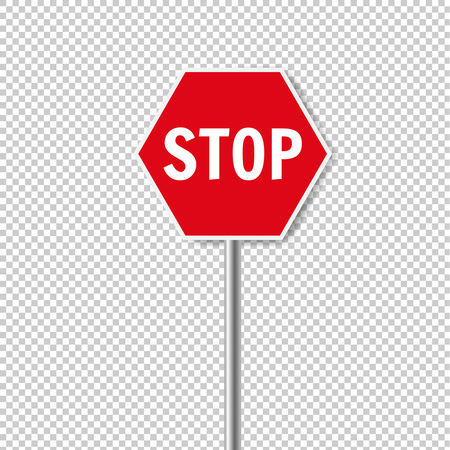 Red Stop Sign Isolated Transparent Background With Gradient Mesh, Vector Illustrationのイラスト素材