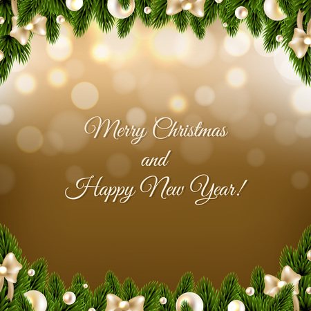 Christmas Border With Golden Background With Balls With Gradient Mesh, Vector Illustration
のイラスト素材