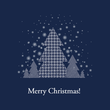 Blue Xmas Postcard With Firtree With Gradient Mesh, Vector Illustrationのイラスト素材