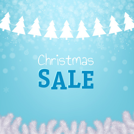 Christmas Sale Poster With Xmas Tree With Gradient Mesh, Vector Illustrationのイラスト素材