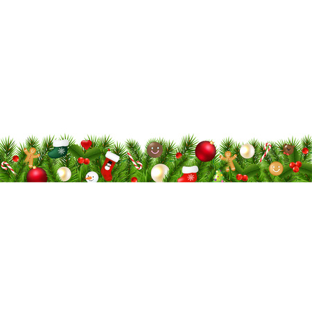 Christmas Border Isolated With Gradient Mesh, Vector Illustrationのイラスト素材