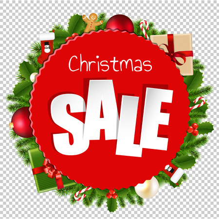 Christmas Sale Banner Transparent Background With Gradient Mesh, Vector Illustrationのイラスト素材