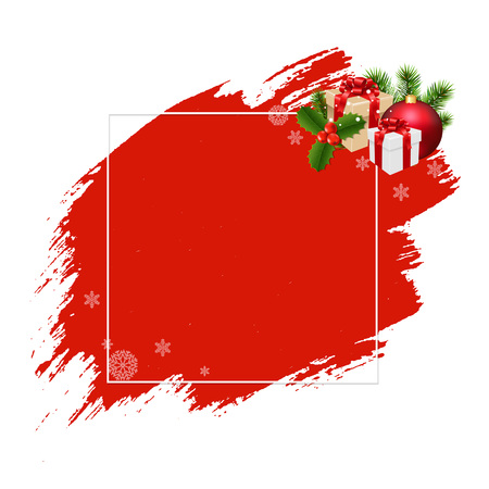 Merry Christmas Banner Red Blobs With Gradient Mesh, Vector Illustrationのイラスト素材