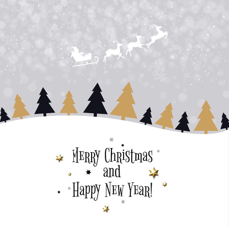 Christmas Wallpaper With Xmas Tree With Gradient Mesh, Vector Illustrationのイラスト素材