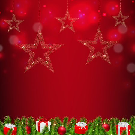 Christmas Postcard With Stars With Gradient Mesh, Vector Illustrationのイラスト素材