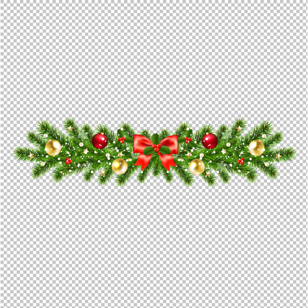Christmas Wreath Isolated Transparent Background With Gradient Mesh, Vector Illustrationのイラスト素材