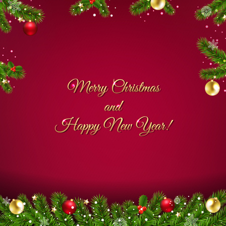 Xmas Card With Garlands With Gradient Mesh, Vector Illustrationのイラスト素材