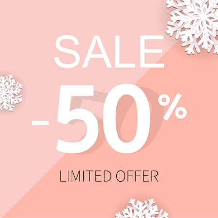 Sale Poster With Percent And Snowflake, Vector Illustrationのイラスト素材