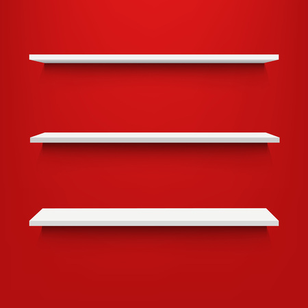 Empty Shelves With Red Background With Gradient Mesh, Vector Illustrationのイラスト素材