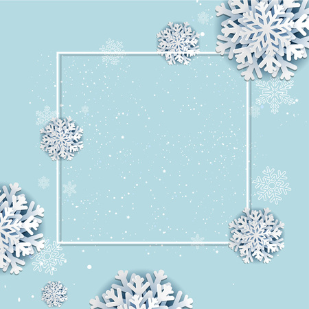 Winter Poster With Frame With Gradient Mesh, Vector Illustrationのイラスト素材