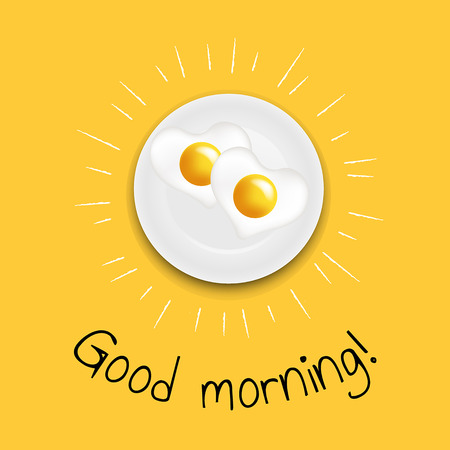 Good Morning Fried Eggs With Gradient Mesh, Vector Illustrationのイラスト素材