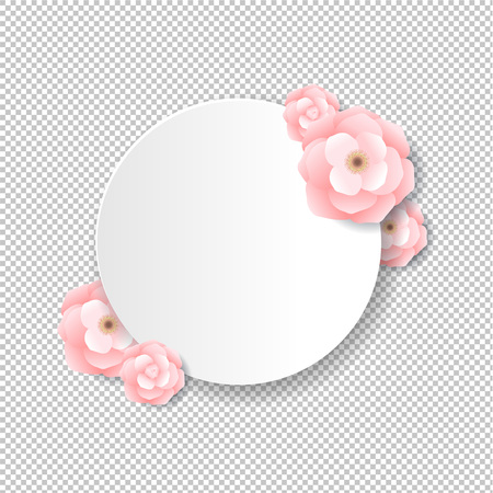 Pink Flowers Postcard Transparent Background With Gradient Mesh, Vector Illustrationのイラスト素材