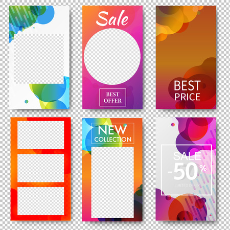 Stories Templates Set Transparent Background With Gradient Mesh, Vector Illustrationのイラスト素材