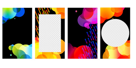 Editable Story Template Collection Photo Frames White Background With Gradient Mesh, Vector Illustrationのイラスト素材