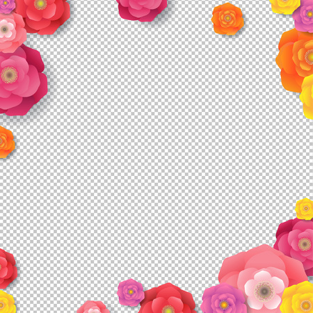 Spring Border With Flowers Transparent Background With Gradient Mesh, Vector Illustrationのイラスト素材