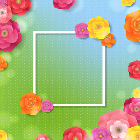 Spring Card With Flowers And Banner With Gradient Mesh, Vector Illustrationのイラスト素材