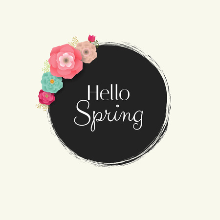 Spring Poster With Flowers  With Gradient Mesh, Vector Illustrationのイラスト素材