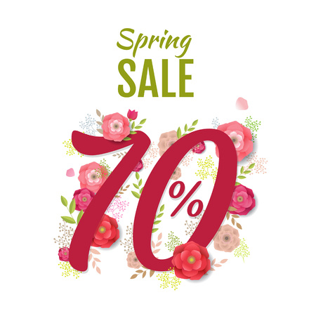 Spring Sale Banner With Gradient Mesh, Vector Illustrationのイラスト素材