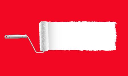 Paint Roller And Paint Stroke Red Background With Gradient Mesh, Vector Illustration
のイラスト素材