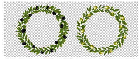 Two Olives Wreath Isolated Transparent Background With Gradient Mesh, Vector Illustrationのイラスト素材