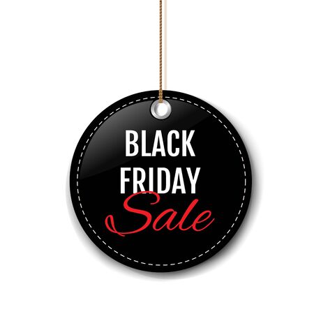 Black Friday Sale Label With Rope White Background With Gradient Mesh, Vector Illustrationのイラスト素材