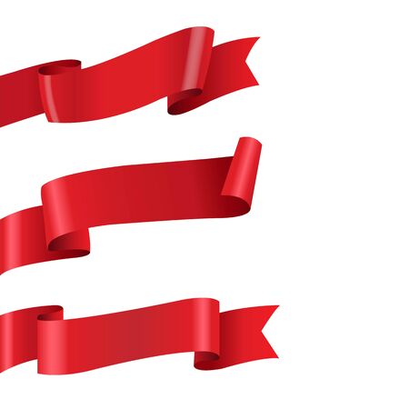 Red Ribbon Big Set Isolated With Gradient Mesh, Vector Illustrationのイラスト素材