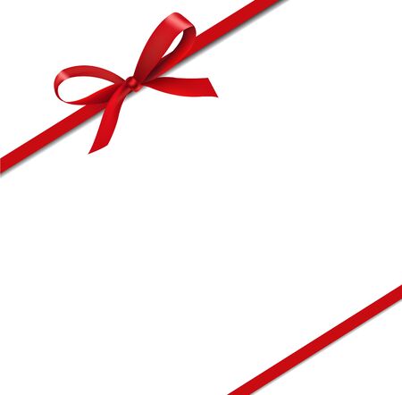 Red Silk Ribbons Isolated White Background With Gradient Mesh, Vector Illustrationのイラスト素材