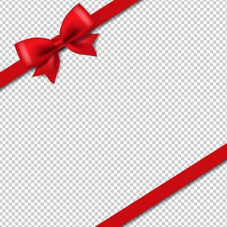 Silk Red Ribbon Isolated Transparent Background With Gradient Mesh, Vector Illustrationのイラスト素材