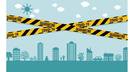 City Border Isolated With Quarantine Text, Vector Illustrationのイラスト素材