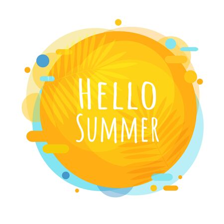 Hello Summer Poster Speech Bubble Isolated White Background, Vector Illustrationのイラスト素材