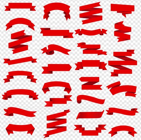 Red Ribbon Isolated Transparent Background, Vector Illustrationのイラスト素材