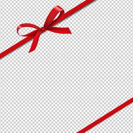 Red Silk Ribbons Isolated Transparent Background With Gradient Mesh, Vector Illustrationのイラスト素材