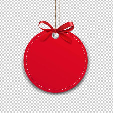 Label With Rope And Red Bows Transparent Background With Gradient Mesh, Vector Illustrationのイラスト素材