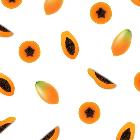 Papaya Poster With White Background With Gradient Mesh, Vector Illustrationのイラスト素材