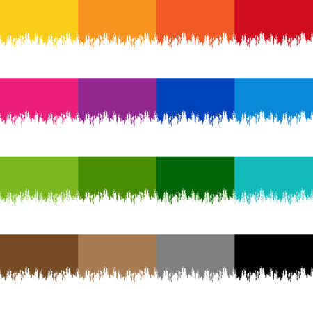 Colorful Paint Border Set With Isolated White Background Illustrationのイラスト素材