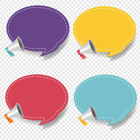 Megaphone With Speech Bubble Isolated Transparent Background Set With Gradient Mesh Illustrationのイラスト素材