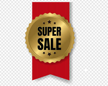 Best Sale Badge With Ribbon And Transparent Background With Gradient Mesh, Vector Illustrationのイラスト素材