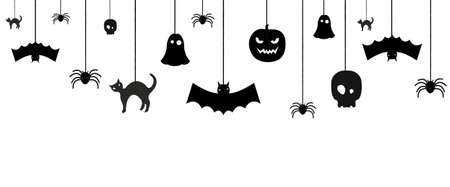 Halloween Bunting Flags Isolated White Background, Vector Illustrationのイラスト素材