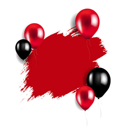 Sale Poster With Red And Black Balloons With Gradient Mesh, Vector Illustrationのイラスト素材